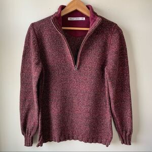 Woolrich Quarter Zip Sweater Wool Blend Purple Pink Large